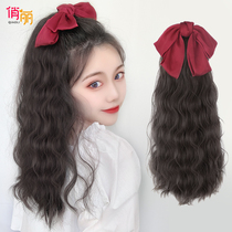 Pony-tailed wig female hair bow wig ponytail water rippling tie type long hair false ponytail curly hair braid