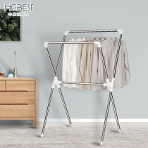  Household clothes rack folding floor-to-ceiling stainless steel balcony clothes rack double rod simple dormitory clothes rack artifact