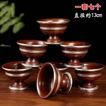 Tibetan ethnic supplies Nepal pure copper water supply bowl handmade carved Buddha Hall water supply cup large