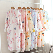 Day Faculty and Sleeping Skirt Bathrobes Lady Autumn Summer Thin long sleeping robe pure cotton cloth Sleeping Sweaty sweaty spa clothing Baths