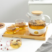 Nordic heat resistant glass flower teapot candle heated flower herb tea set fruit teapot set afternoon tea candle teapot