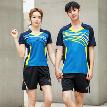 Quick-drying badminton suit suit Mens and womens summer short-sleeved table tennis suit Tennis volleyball suit Sportswear custom printing