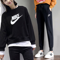 NIKE NIKE official website sports suit women 2021 Winter new round neck sweater pullover shirt casual pants trousers tide