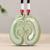 Natural Hetian jade pendant mens and womens Dragon and Phoenix Jade couple pair of mutton white jade necklace Jade gift