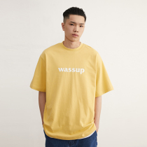 WASSUP short sleeve boomer summer pink white male tide loot to wear a lap pure cotton sweet and cool female t-shirt lovers