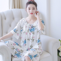 Cotton Silk Pyjamas Lady Summer Big Code Miansilk Short Sleeve Sleeping Dress Summer Thin sexy home dress 2022 New