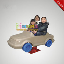 Kindergarten plastic spring thickened rocking horse outdoor community childrens double car rocking music wooden horse toy MY