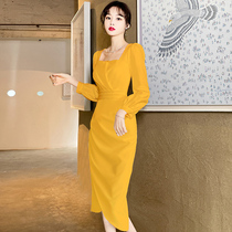 Yellow evening dress women 2021 New banquet temperament high-end fishtail noble dress usually wear small man