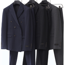 Suit suit Mens light luxury new business formal two-piece British trend striped suit professional dress