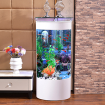 Aquarium semicircular living room floor-to-ceiling household small-scale eco-water-free glass goldfish tank aquarium landscaping