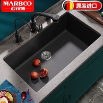 Germany imported Mai Ruibo kitchen quartz stone sink sink Granite black large single slot under the table basin 932