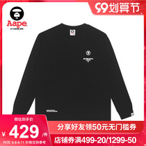 Aape Men Autumn Winter Ape Face Embroidery Small Standard Letter Print Simple Trend Long Sleeve T-shirt 0811XXH