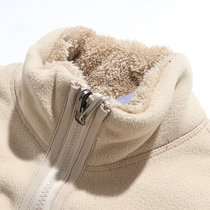 Fleece jacket womens fleece jacket mens autumn and winter plus velvet thickened double-sided wear stand-up collar cardigan outdoor jacket liner