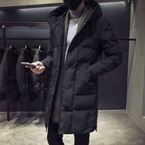 Mens cotton-padded clothing long winter Korean style handsome loose cotton-padded jacket 2021 New hooded cotton jacket mens coat