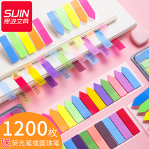 sijin sijin fluorescent film indicator label sticker notebook page number extraction type classified Post-It note folder translucent small bar index sticker note Pepsi waterproof student color sticker
