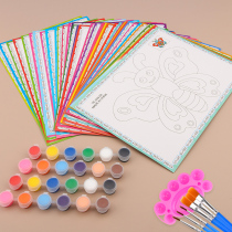 Childrens watercolor painting coloring paint painting graffiti painting oil painting set puzzle handicraft kindergarten painting painting color card