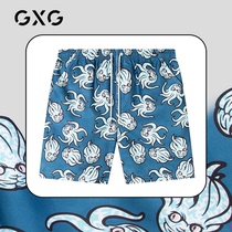 GXG summer surfing beach pants Mens ins tide seaside vacation can go into the water loose five-point pants quick-drying swimming trunks