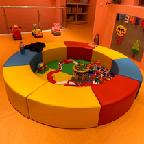 Round curved stool Art training institution early education center Waiting lounge area Creative shaped sofa combination