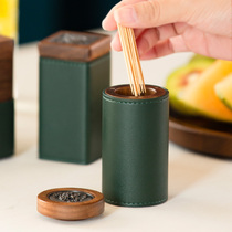 Creative Nordic ins wooden black walnut toothpick box living room high-end home light luxury new Chinese minimalist toothpick tube
