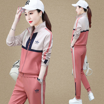Sports Leisure set women spring and autumn 2021 new size womens running clothes autumn winter plus velvet padded cotton