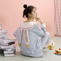 Sweet and cute 2021 new pajamas women Spring and Autumn new full cotton long sleeve girl home clothing set