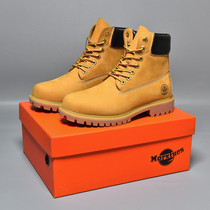 Rhubarb boots leather can't kick winter plus velvet martin boots men's high-top boots men's tooling boots lovers cotton shoes