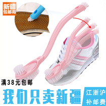 Xinjiang department store double head long handle shoe brush soft wool plus hard wool double-sided cleaning brush Sneakers shoe brush