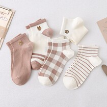 Female Socks Invisible Boat Socks Summer Thin CUTE CARTOON SMALL BEAR SHORT SOCKS INS TIDE LIGHT MOUTH SUCTION SWEATS DEODORANT PURE COTTON
