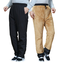 Winter middle aged cotton pants male outside wearing loose large size Seniors Plus Suede Pants Thickened Warm Dad Winter Dress Pants