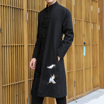 Chinese style mens Buddha jacket Chinese long shirt costume robe Zen uniform youth Tang costume Chao brand retro style Hanfu