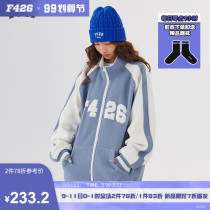 (F426 official store) National Tide brand autumn couple hip hop waffle stitching cardigan loose casual jacket