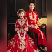 Xiuhe dress bride 2021 new wedding female toast dress summer thin dragon and phoenix coat Chinese couple mens wedding dress