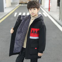 Boys autumn and winter parker jacket plus velvet thickened winter cotton-Tong boy 2021 new childrens tidal gas