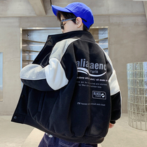 Boys winter cotton-padded coat 2021 new mid-day childrens winter cotton-padded clothes childrens foreign-style fried street cotton-padded jacket