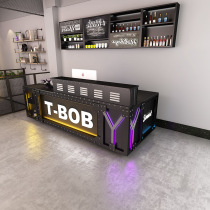 Industrial style retro restaurant with light bar Front desk Reception desk Creative paint mobile wrought iron barbecue shop bar bar