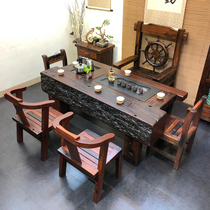 Old ship wood tea table and chair combination office solid wood tea table Household simple modern new Chinese style antique Kung Fu tea