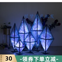 Wedding props Big blue diamond wedding gemstone lighting LED stage ceiling Ocean wedding scene layout