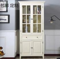 American toilet side cabinet living room solid wood floor storage storage storage book toilet waterproof bathroom side cabinet high cabinet