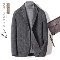 Light business alpaca Handmade alpaca double-faced suit short slim casual wool coat woolen man