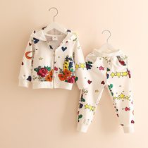 Korean baby flower set 2021 spring and autumn Korean version of new small and medium-sized women childrens coat pants