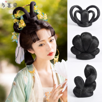 Hanfu wig bag flying bun Tang Dynasty double-headed ancient style wig pad hair styling Ancient costume wig one-piece bun