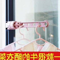 Small clothes rack Adjustable bay window balcony Single rod clip drying artifact Simple portable household drying 