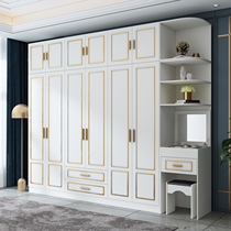 Modern simple economical luxury wardrobe wooden home bedroom cabinet six four door assembly large wardrobe bag installation