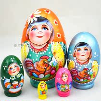 Egg-shaped doll five-layer doll 5-layer Russian natural basswood painted paint odorless 2019 new product