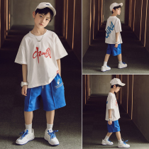 Boy summer fit short sleeve sports suit 2022 new handsome chic CUHK child summer slim fit two sets