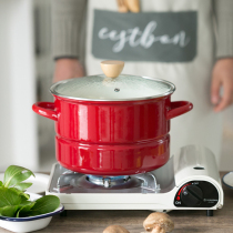 Shiokawa 丨 Japanese enamel steamer 24cm enamel soup pot double-ear pot thickened large capacity stew pot