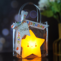 Kindergarten childrens birthday with hands gift for all classmates glowing night lights sharing gifts for boys and girls