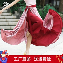Chinese Classical Modern Folk Dance Practice Dresses Dress Table Performance Clothing Flutter Strap Bicolor Big Swing Long Skirt