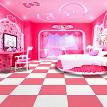 Solid color self-adhesive plastic floor PVC thick wear-resistant adhesive-free floor stickers bedroom black and white plaid floor leather