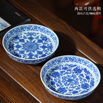 Jingdezhen ceramic blue and white wood kiln tangled lotus tea bear pot bearing plate high-end hand-painted dry bubble table pot cushion lid bowl tray